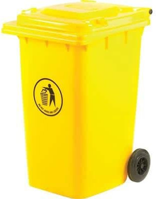 GPC LWB240YYel Polypropylene Wheel Bin, 240L Capacity, 75cm x 59cm x 100cm, Yellow