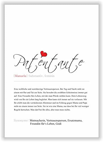Kunstdruck Synonym Definition Patentante Geburtstagsgeschenk Geschenk Taufpatin Poster Deko Bild Geburtstag - personalisiert mit Name der Patentante