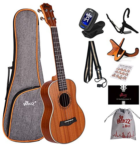 Winzz Tenor Ukulele Erwachsene, Ukulele Anfänger Set 26 Zoll mit Ukuleleständer und Kapodaster (Mahagoni, Matt)