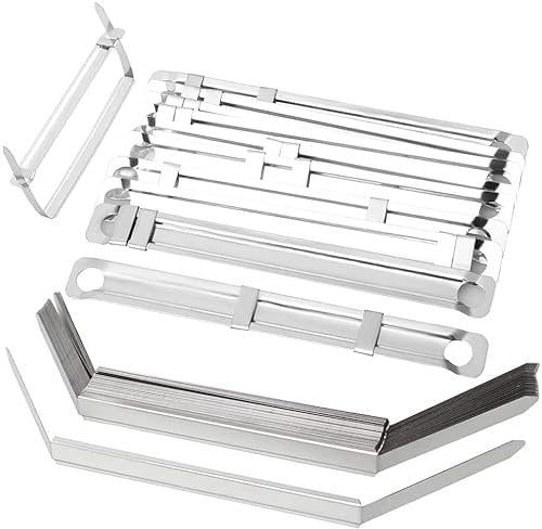 100 Packs File Strip Fasteners, 80mm Acco Paper Fastener Stainless Steel Office Filing Clip