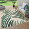 Paco Home Outdoor Teppich Wetterfest Flur Balkon Palmen Dschungel Florales Boho Muster Grün, Grösse:160 cm Rund, Farbe:Grün 11