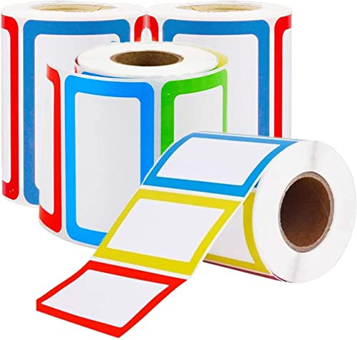Namensaufkleber Etiketten, Namensschilder Farbige selbstklebende Etiketten geeignet für Küche, Kinderkleidung, Schule und Büro, 89 x 57 mm(4 Rolle/800 Aufkleber)