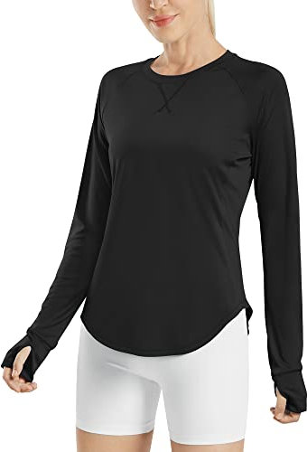 G4Free Sport Shirts für Damen Langarm Activewear Shirt UPF 50+ UV Schutz Sonnenschutz Langarmshirts Schlanke Passform mit Daumenloch Rashguards Sportshirt Yoga Ausbildung Gym Laufshirt