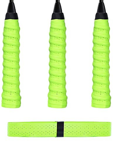ILLUVA 3 Stück Tennisschläger Griffband Anti-Rutsch, Badminton Griffband Overgrip, Squash Ersatzschlägergriffe (Grün)