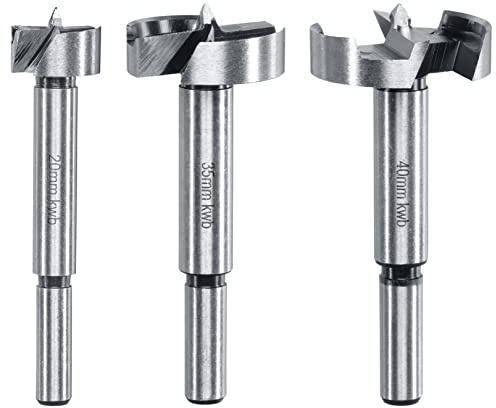 kwb 3-teiliges Forstnerbohrer-Set aus Cr40-Stahl nach DIN 7483G, Ø 20 mm, 35 mm und 40 mm