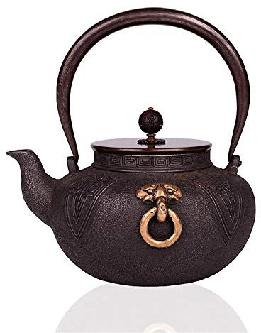 Teekanne aus Gusseisen Tetsubin Teekessel Golden Beast Ring Japanisches Handwerk Teekanne Wasserkocher mit Teesieb 1200ml