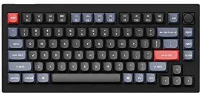 Keychron V1 QMK Custom Mechanical Keyboard - Noir Carbone K Pro Blue Bouton entièrement assemblé V1-D2