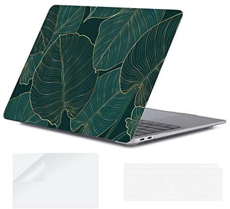 YOPAS Hülle für MacBook Air 13 Zoll 2020 2019 2018 A2337 M1 A2179 A1932 Hülle, Plastik Hartschale Schutzhülle Case und EU Tastaturschutz für MacBook Air 13,3 Zoll Touch ID, Laub