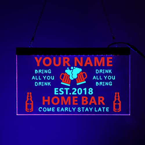 soulglass Personalisiert Ihr Name Benutzerdefinierte Startleiste Bier Gründungsjahr Farbe LED Leuchtreklame Blau & Rot Name Personalisiertes Höhle Des Menschen Bar Leuchtreklame