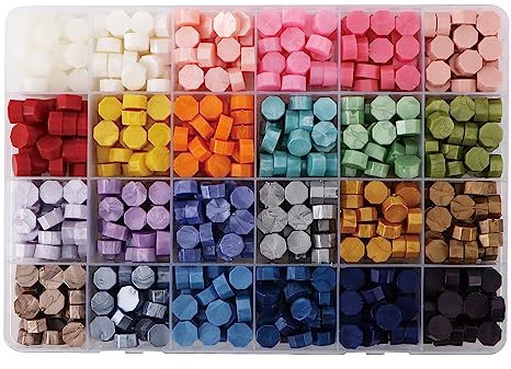 624 Stück Wachssiegelperlen, 24 Perlenpulverfarben, Wachssiegelperlen-Set, Siegelwachs-Perlen, Bulk, Siegelwachs für Wachssiegelstempel-Set