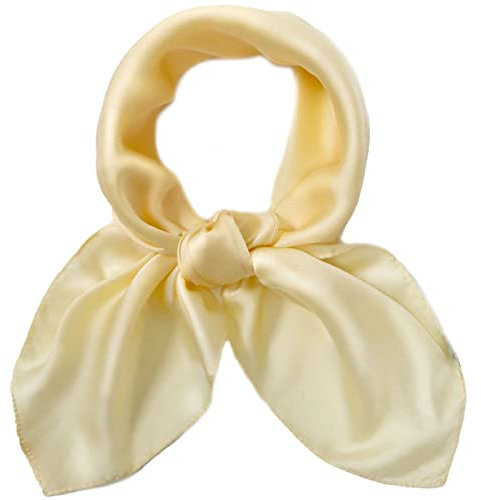 Schal mit Seidengefühl, mittelgroß, quadratisch, Satin, Kopf, Hals, Schal für Frauen, Haare schlafen bei Nacht, cremefarben, One size