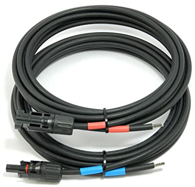 solartronics Verbindungskabel 6mm² H1Z2Z2-K Solarkabel schwarz mit Stecker einseitig für Solarmodul zum Laderegler Verteiler GAK PV, UV-fest, flexibel, Made in Germany (1m - 6mm²)