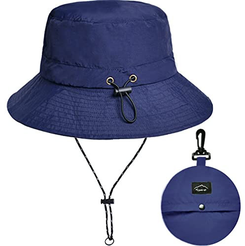 Marineblau Fischerhut Sonnenhut für Damen Herren Wasserdicht Bucket Hat Anglerhut Regenhut Sommerhut UV Schutz Strandhut Verstellbare Safari Boonie Hut