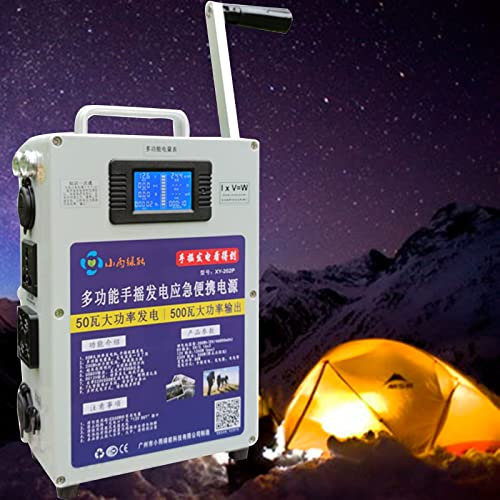 CGLYYDS Generatore di Manovelle da 500 W, Centrale Elettrica Portatile Dc 220 V, Multifunzioni Generatore di Manovella Portatile Generatore Ad Alte Prestazioni USB Generatore di Ricarica