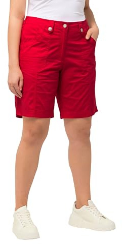 Ulla Popken Damen große Größen Übergrößen Plus Size Cargo-Bermuda, Komfortbund, 4-Pocket-Schnitt rot 56 818455535-56
