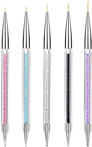 BANSHAN Nail Art Brushes, 5PCS Nail Brushes for Nail Art with Nail Liner Brush and Nail Dotting Pens for Home Use and Professional Nail Salon