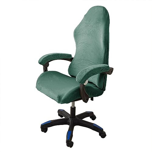 LIFEDX Gaming Stuhl Bezug Samt Gamingstuhl Bezüge 4 Stück,Stuhlhussen mit Armlehnen Stuhlrücken Bezug Bürostuhl Bezug,Dehnbare Abnehmbar Waschbar für Computerstuhl Gamning-Stuhl,Kein Stuhl - Green