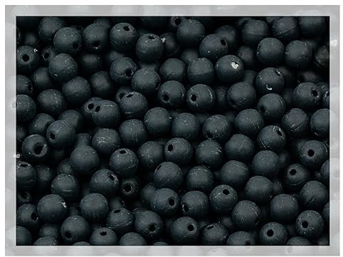 Lot de 100 perles rondes en verre pressé de 3 mm - Petites perles à enfiler - Noir foncé mat