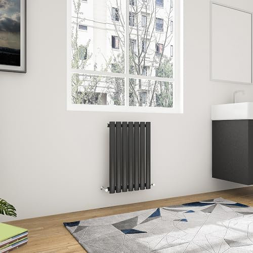 Oval Column Radiator 600x413mm Black Horizontal Radiator Single Column Modern Central Heating Radiators Designer Radiators