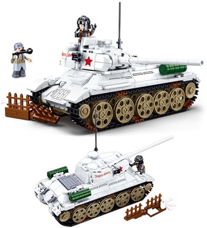 Tarcury T-34 Mittlere Panzer-BAU-Spielzeug - Fesselnde Weltkrieg 2 Armee-Spielzeuge Mit 518 Teilen Und 2 Spielzeugsoldaten - Perfekt Für Kinder Ab 8 Jahren