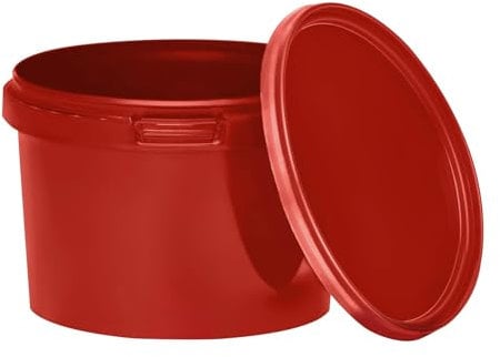 BenBow Eimer mit Deckel 0,5l rot 100x 0,5 Liter - lebensmittelecht, stabil, luftdicht - auslaufsicher, geruchsneutral - Aufbewahrungsbehälter aus Kunststoff - leer
