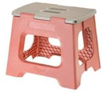 Vigar Tabouret Marchepied Compact Pliable, Tabouret Marchepied 27 cm pour Adultes jusqu'à 150 kg, Tabouret Léger, Tabouret Marchepied Pliant Antidérapant, Rose