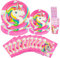 LUKIUP 41 Stück Einhorn Partygeschirr Set, Einhorn Teller Set für 10 Gäste, Geburtstagsdekoration Enthält Teller, Becher, Servietten, Strohhalme Perfekt für Mädchen Geburtstagsfeier, Baby Shower