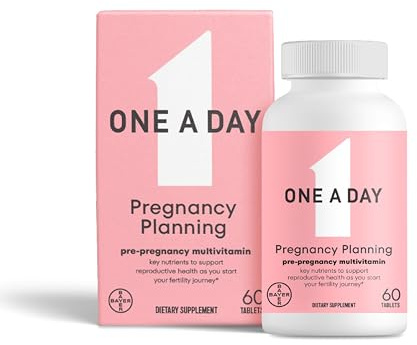 One A Day Pregnancy Planning Prenatal Multivitamin for Women, Pre Pregnancy Vitamins for Women with Methylfolate, Folic Acid, Zinc, Vitamin B12 & Vitamin D to Support Reproductive Health, 60 Tablets