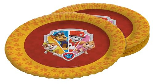 Party Factory Pat' Patrouille Lot de 8 assiettes jetables en carton, multicolores, Ø 23 cm, pour anniversaire d'enfant, fête à thème