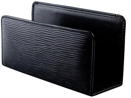DELMON VARONE - Briefständer aus Premium Leder Manhattan Schwarz - Dokumentenständer zur Aufbewahrung von Briefe, Dokumente & Prospekte - Organizer für Schreibtisch und Büro mit Metalleinlage