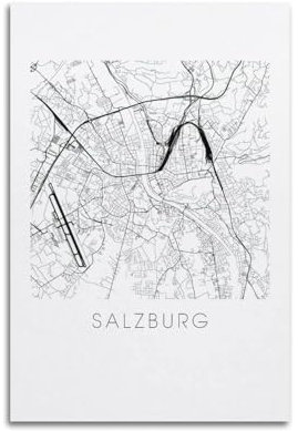 HUIYHB Poster, Motiv: Europa, Österreich, Salzburg, Vintage, Schwarz-Weiß, Poster, dekorative Malerei, Leinwand, Wandposter und Kunstdruck, moderne Familienschlafzimmer-Dekoration, Poster, 30 x 45 cm