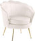 CLP Sessel Rosita I Polsterstuhl Mit Samt-Bezug I Gold-Farbiges Metallgestell, Farbe:Creme