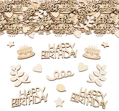 ParPix Holz Happy Birthday Konfetti Geburtstag, 100 Stück Groß Tischdeko Geburtstag, Streudeko Geburtstags Deko Mädchen Junge, Geburtstags Tischdeko für Frau Mann,Confetti für Geburtstagsdeko Tisch
