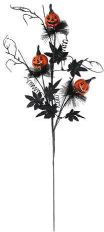 Finti fiori di Halloween, fiori di Halloween, bouquet di Halloween con foglie nere, steli di fiori di Halloween, cuore floreale, fiori gotici per il giorno del Ringraziamento di Halloween