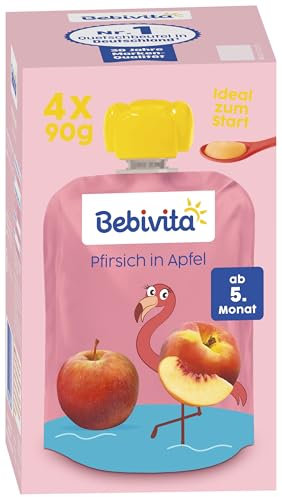 Bebivita Quetschbeutel: Pfirsich in Apfel, 4x90g 4er Pack (4x4x90g)