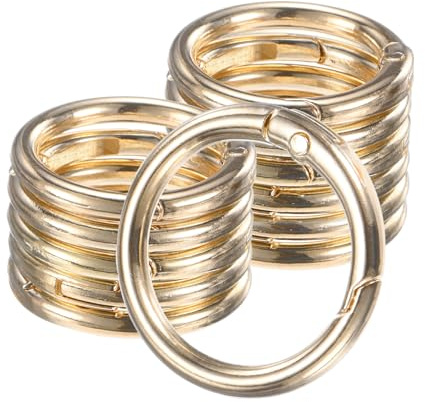 M METERXITY 12er-Pack Metall-Feder-O-Ringe 1 Goldbeschichtung | Zinklegierung, Schlüsselring Schnalle
