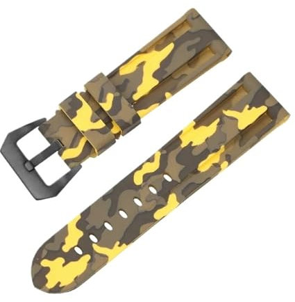 VRKRTVBLB Silikon-Uhrenarmband, 20–26 mm, Unisex-Armband, Ersatz-Uhrenarmband, Uhrenzubehör, geeignete Smartwatches, Quarzuhren, traditionelle Uhren(Camo Yellow,22mm)