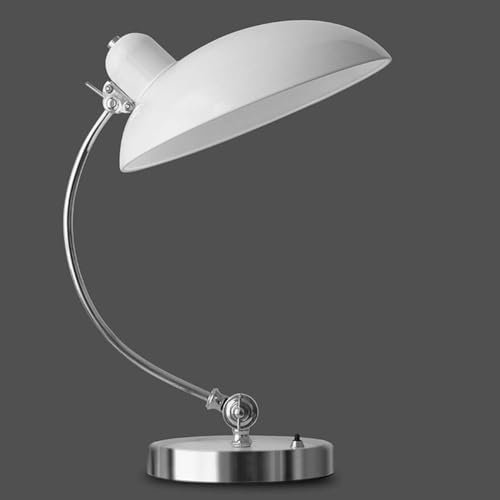 AoLa Moderne Tischleuchte Mit Stecker Verstellbar E27 Tischlampe Minimalistische Design Nachttischleuchte Dekorative Kleine Lampe Art Deco Leselampe Für Schlafzimmer Kinderzimmer Büro Chrom,Weiß