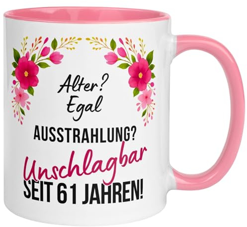 Geschenk zum 61 Geburtstag Frau | Ausstrahlung? Unschlagbar seit 61 Jahren | Geschenk Tasse zum 61. Geburtstag mit Spruch | 61ter Geburtstagstasse | Geburtstagsgeschenk für Frauen | Made in Germany