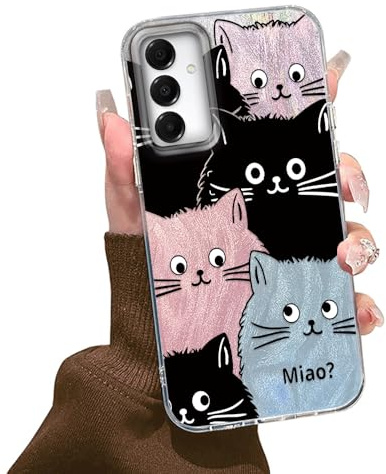 Tedyhulle Hülle für Samsung Galaxy A55 5G Handyhülle mit Niedliche Farbe Katze Aesthetic Muster, Bunt Dünne Schutzhülle Stoßfest Kratzfest Hard PC Handy Hülle Cover Case