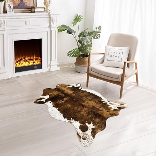 Aoczes Small Faux Cowhide Rug Cow Carpet Mat Cow Print Area Rug 3.6′x2.46′