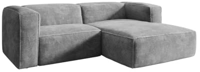 Luxusbetten24 Designer Sofa Comfy L Mini in Cord Hellgrau Rechts