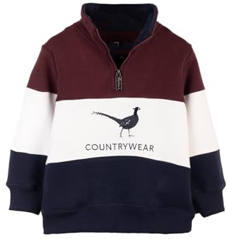 Rydale Childrens Country Sweatshirt Kids Sweater For Toddlers Overhead Jumper (UK, Age, 4 Years, 5 Years, Regular, Pheasant Navy/White/Wine)