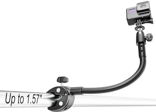 Charchendo Metall Schwanenhalsklemme Kamerahalterung für Segeln mit 1/4 Zoll 3/8 Zoll 5/8 Zoll Schraube, Kameras Große Rohrhalterung für GoPro, kompatibel mit GoPro Hero 13/Logitech Webcam/Insta 360
