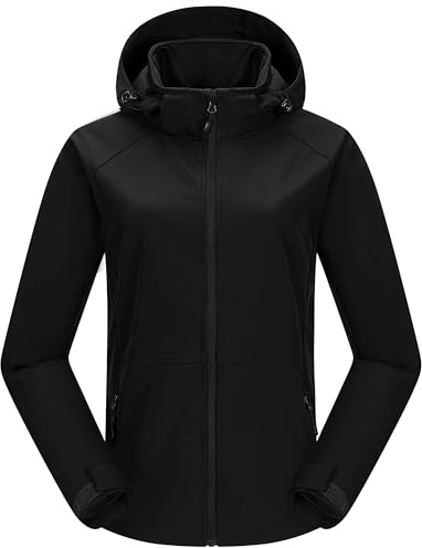 33,000ft Damen Softshelljacke Wasserdichte Fleecejacke Warme Übergangsjacke | Atmungsaktiv Winterjacke, Leicht Regenjacke, Winddichte Funktionsjacke, Frauen Jacke mit Abnehmbarer Kapuze und Gefütterte