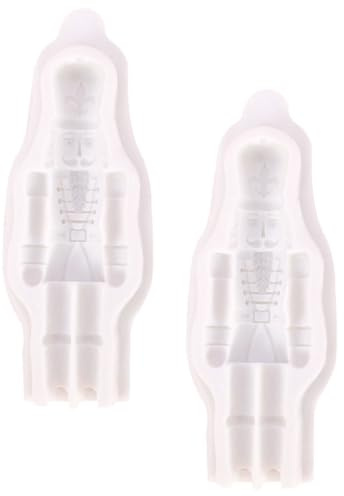 2pcs Nutcracker Soldier Silicone Baking Molds for Christmas | White Reusable Set, Smooth Flexible Non-stick Finish, for Chocolate and Fondant Decoration