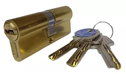 Tesa Assa Abloy, T6353030L, Cilindro de Seguridad, T60, Leva Larga, Llave - Llave, Latonado, 30 x 30 mm