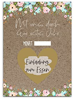 Nastami Hochzeitsspiel Jahresspiele Freude im ersten Ehejahr (Vintage braun)