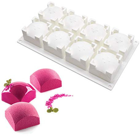 moule silicone dessert, Moule en silicone pour Glace Chocolat Pâtisserie Dessert, 8 Trous Forme de carrés Haut Rond