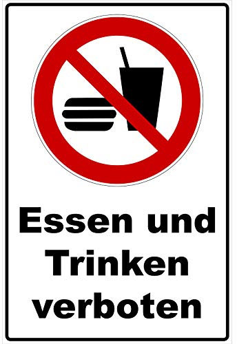 Schild Essen und Trinken verboten Schild Verbotszeichen mehrfarbig 30 x 20 x 0,3 cm Hartschaumplatte